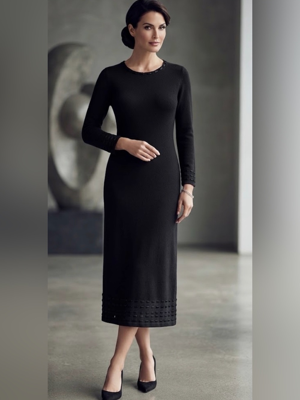 RARE 1970s ADOLFO at Saks Fifth Avenue Black Knit Designer Dress